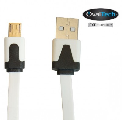 Cable Usb A Micro Usb Ovaltech 1M Plano Blanco