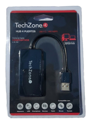 HUB 4 PUERTOS TECHZONE TZ17HUB02