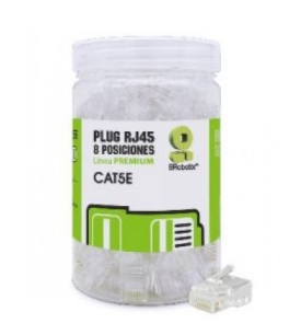 Plugs de Red RJ45, CAT5E, Bote 100 Pzs BROBOTIX 263786, Macho/Macho, Transparente