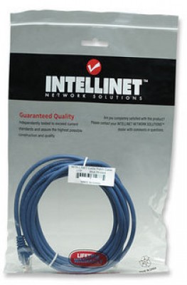 Cable de parcheo INTELLINET, 0,5 m, RJ-45, RJ-45, Macho/Macho, Azul