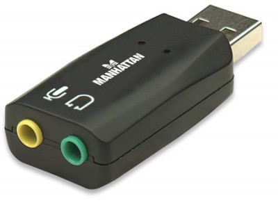 Adaptador de audio MANHATTAN, USB 2.0 M, Macho/hembra, Negro
