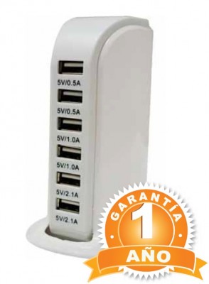 6USBV-BLANCO CARGADOR MULTI USB OVALTECH
