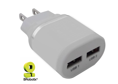 Cargador de pared 2ptos. usb Brobotix bco.