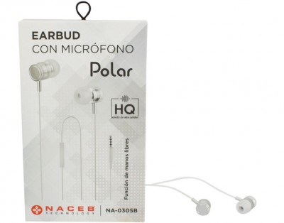 Audífonos Naceb Technology NA-0305B, Audífonos, Color blanco, Alámbrico