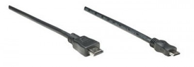 *Cable mini hdmi a hdmi MANHATTAN 304955, 1,8 m, Mini-HDMI, Mini-HDMI, Macho/Macho, Negro