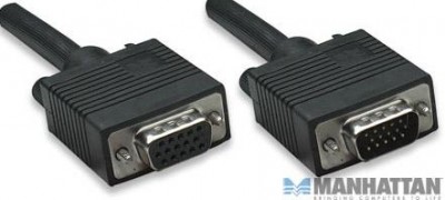 Cable VGA - Extension MANHATTAN, 1,8 m, VGA (D-Sub), VGA (D-Sub), Macho/hembra, Negro